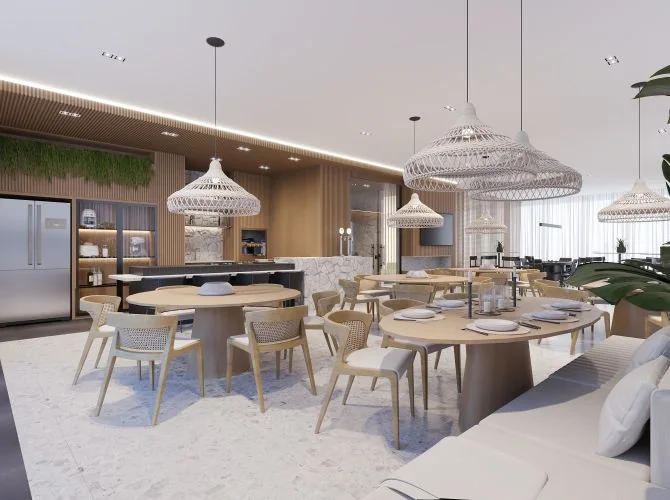 Brava Green Home Club — perspectiva: salão gourmet