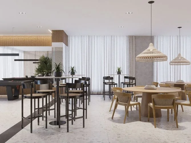 Brava Green Home Club — perspectiva: salão gourmet